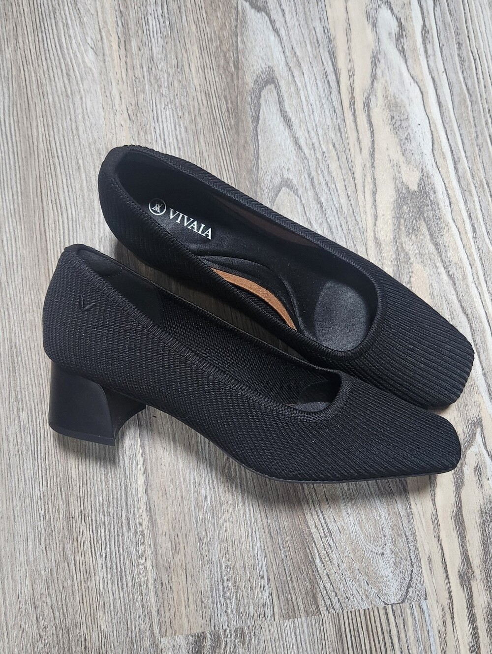 Vivaia Monroe Square Toe Stress Free Chunky Heels Black Shoe Size EU 40.5 US 9.5